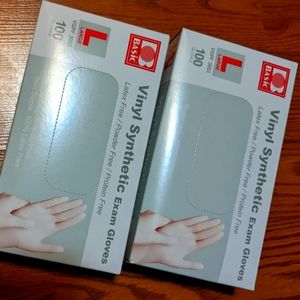 BASIC Synthetic Vinyl Exam Gloves Medical Disposable Latex & Powder Free 1 box